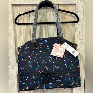 Mondani Black Travel Bag with Multicolor Confetti Print NWT